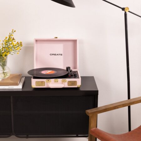 CREATE - RECORD PLAYER POP - Giradischi portatile a valigetta con Bluetooth USB, SD, MicroSD e MP3