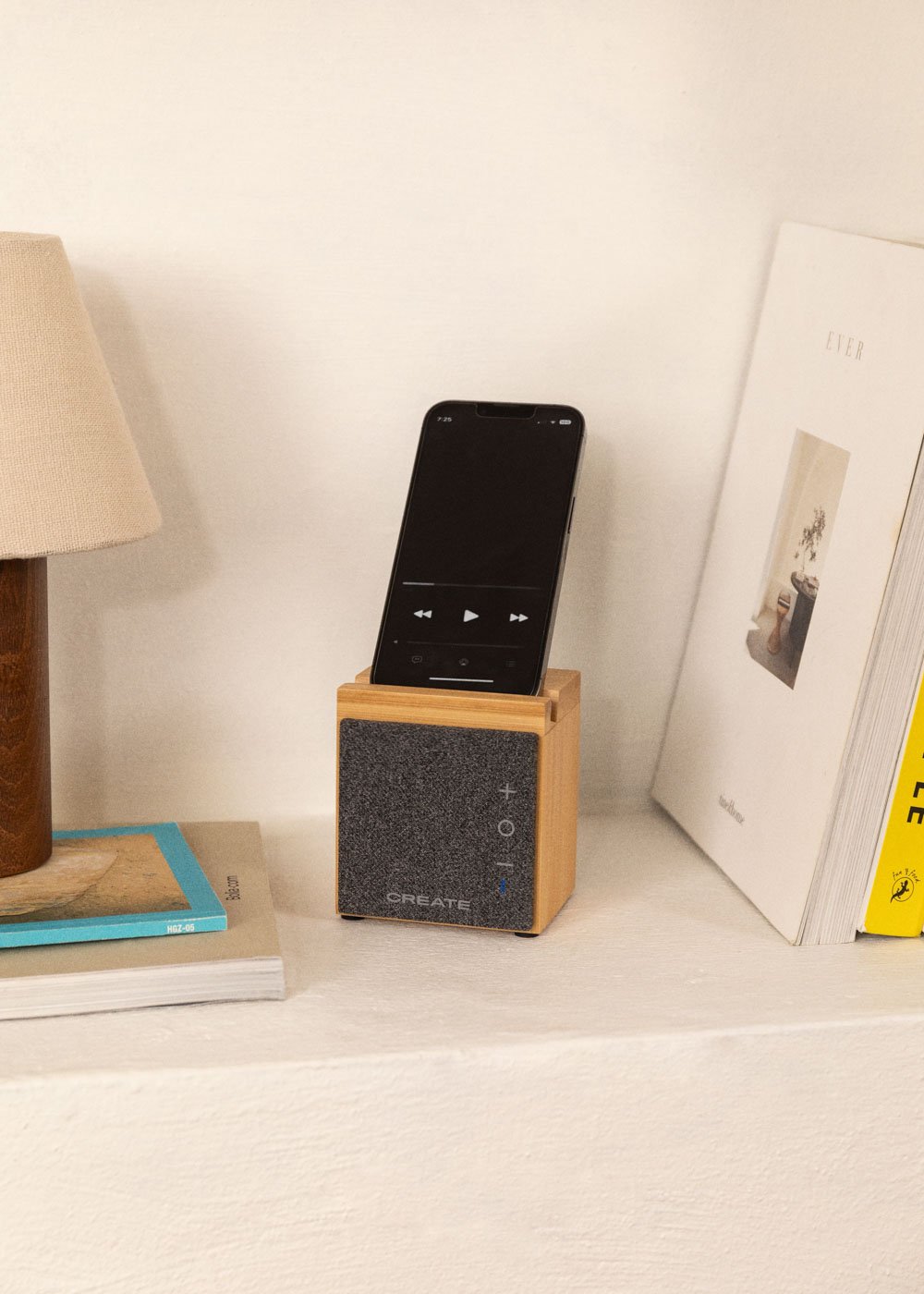CREATE - SPEAKER MINI PRO BAMBOO - Altoparlante Speaker Bluetooth in bambù con supporto per smartphone