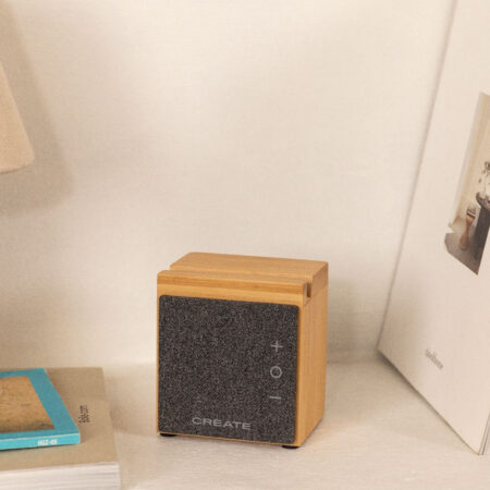 CREATE - SPEAKER MINI PRO BAMBOO - Altoparlante Speaker Bluetooth in bambù con supporto per smartphone