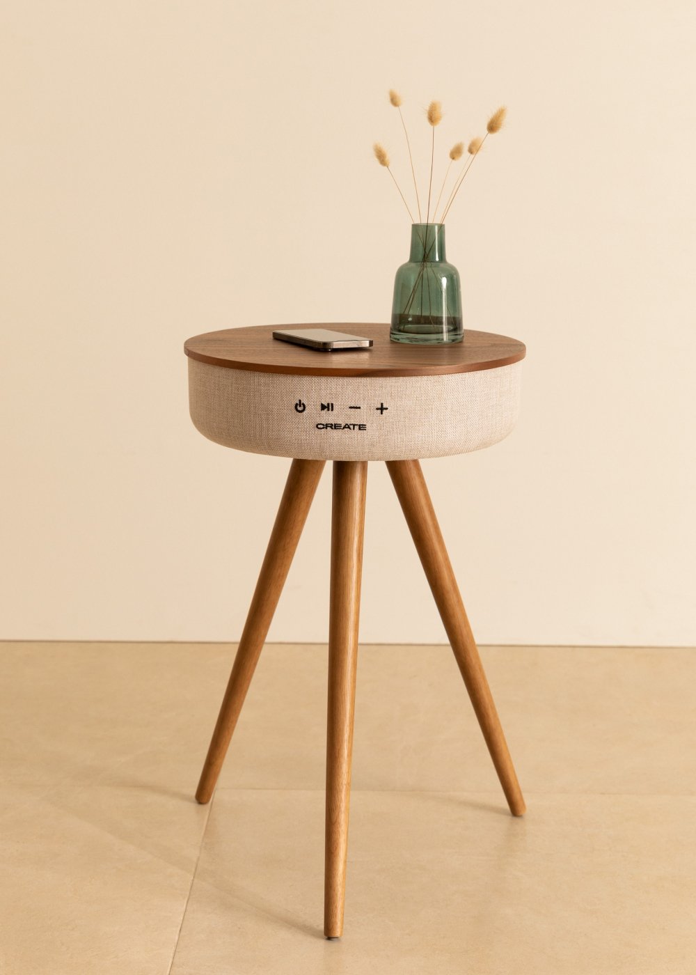 CREATE - SPEAKER TABLE 360 - Tavolo speaker con suono omnidirezionale a 360°, bluetooth e caricatore wireless