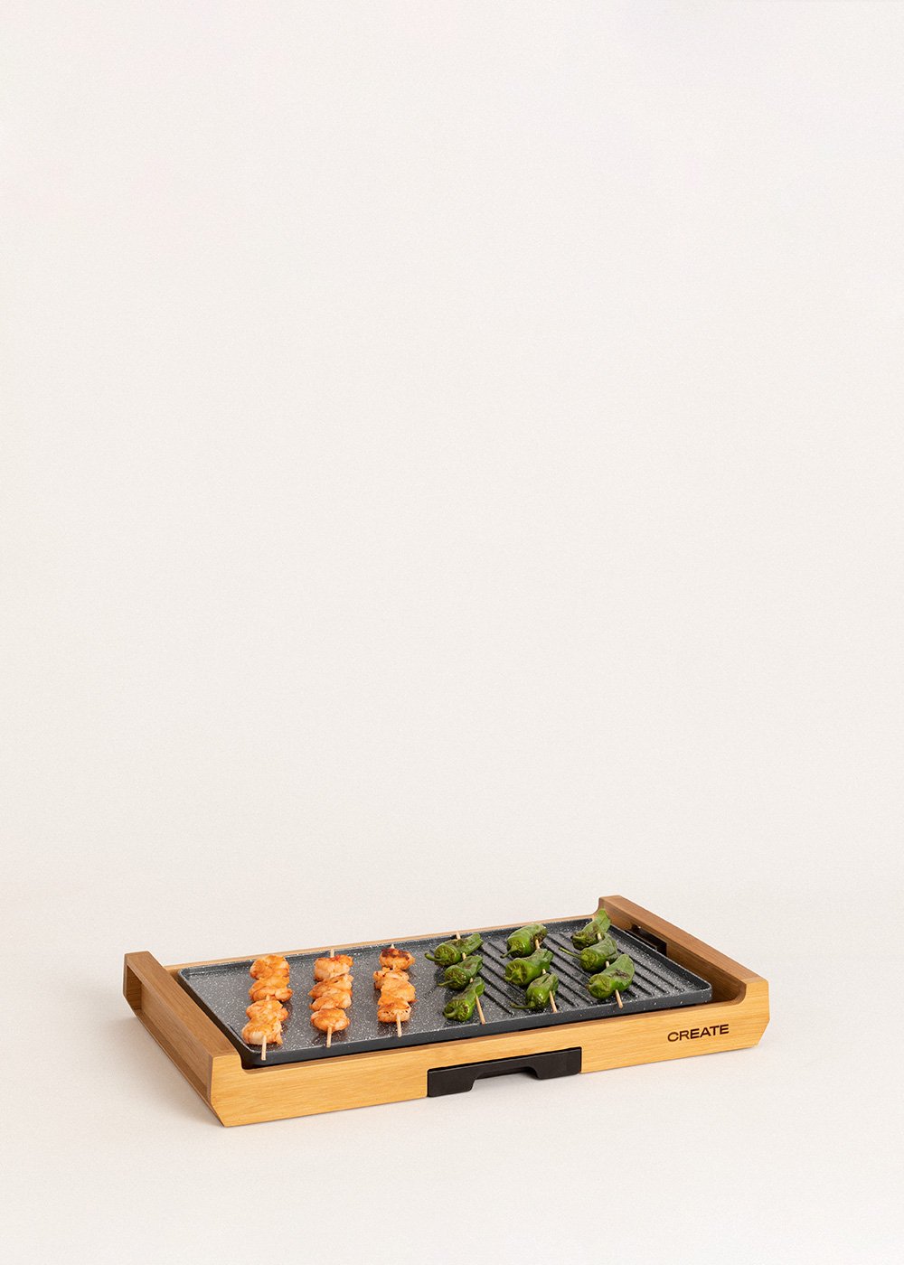 CREATE - STONE FLAT BAMBOO - Piastra Grill elettrica 1800W