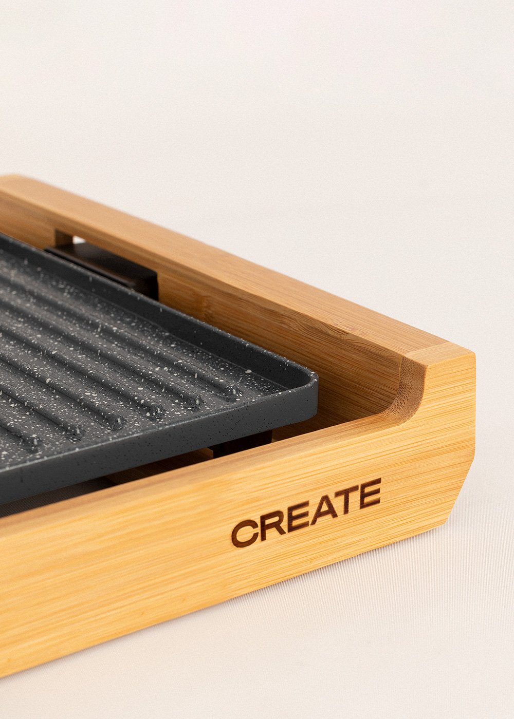 CREATE - STONE FLAT BAMBOO - Piastra Grill elettrica 1800W