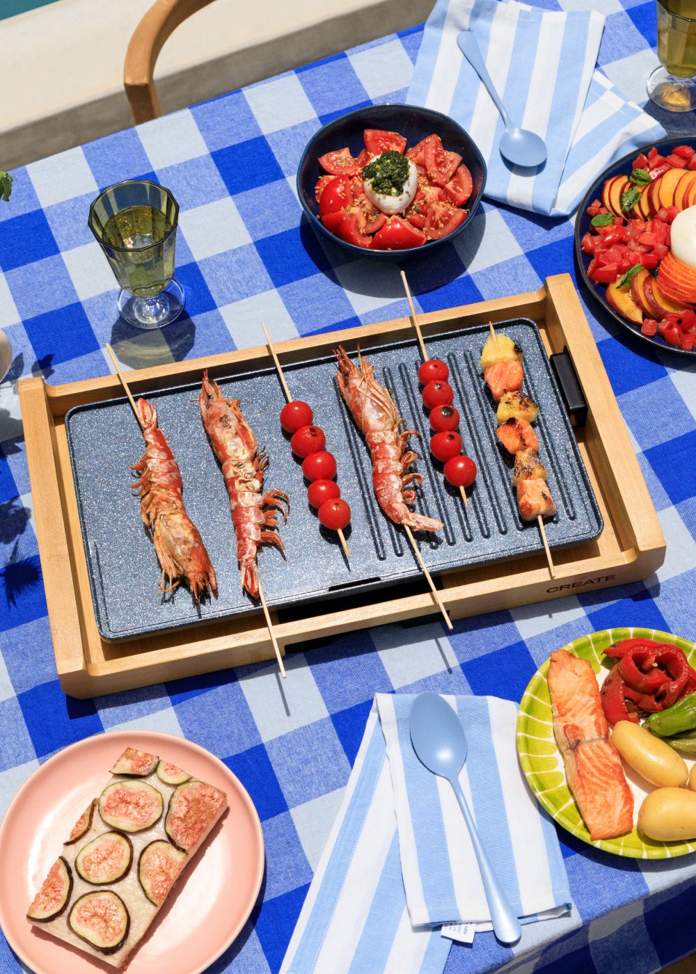CREATE - STONE FLAT BAMBOO - Piastra Grill elettrica 1800W