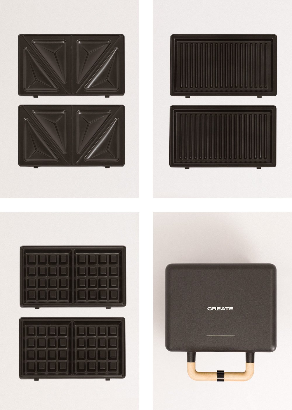CREATE - STONE STUDIO - Tostiera per panini, grill e waffle con piastre intercambiabili