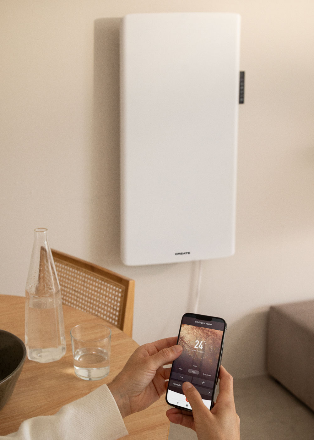 CREATE - WARM CLEAR - Termoconvettore elettrico da parete con WiFi