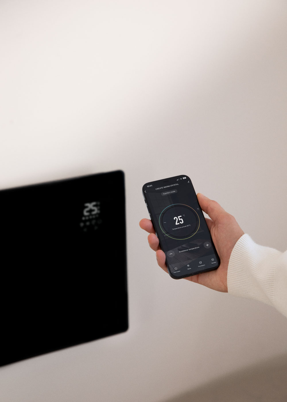 CREATE - WARM CRYSTAL 2500W - Termoconvettore elettrico in vetro con WiFi