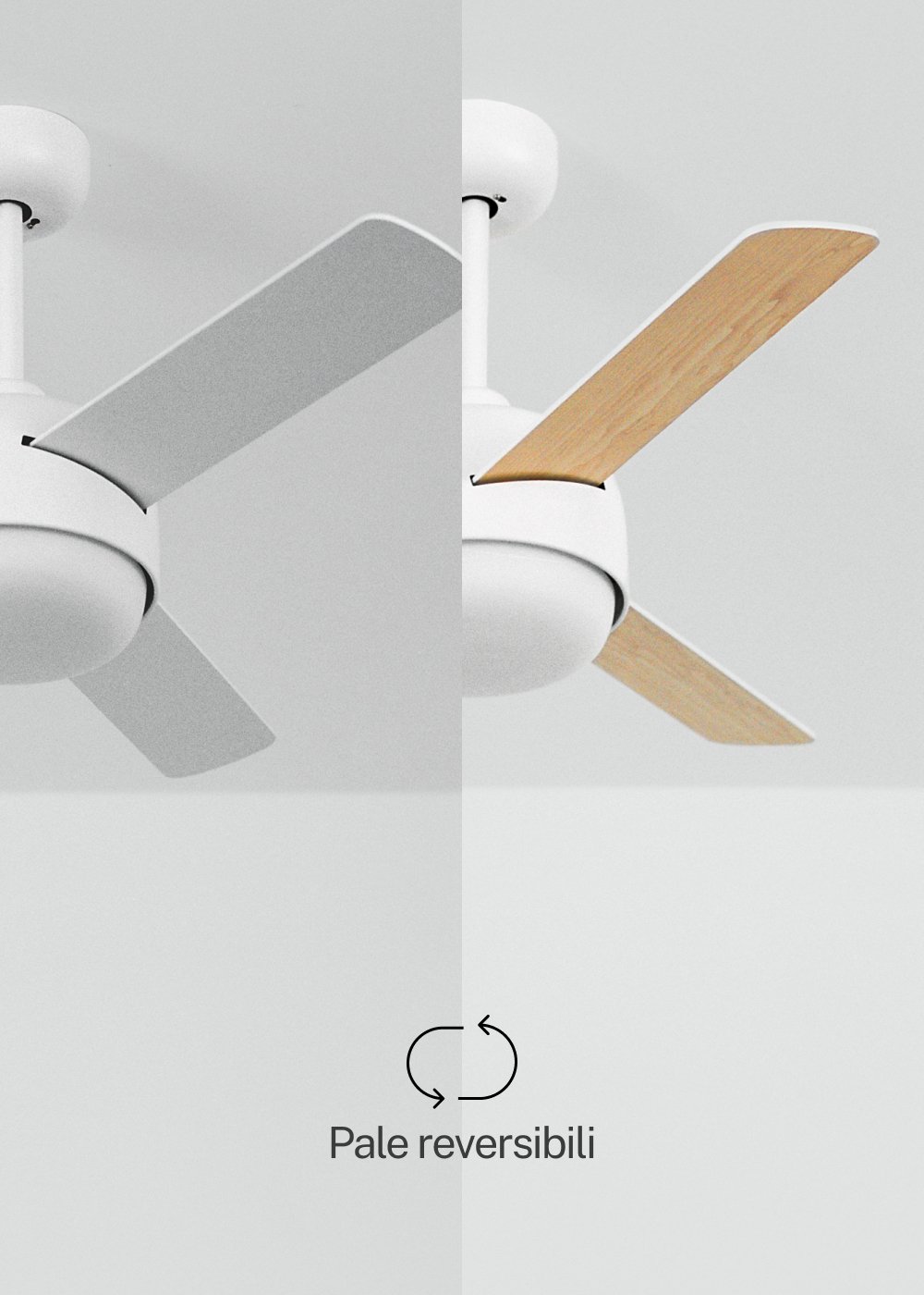 CREATE - WIND BALL - Ventilatore da soffitto 40W silenzioso Ø112 cm con luce LED da 15W
