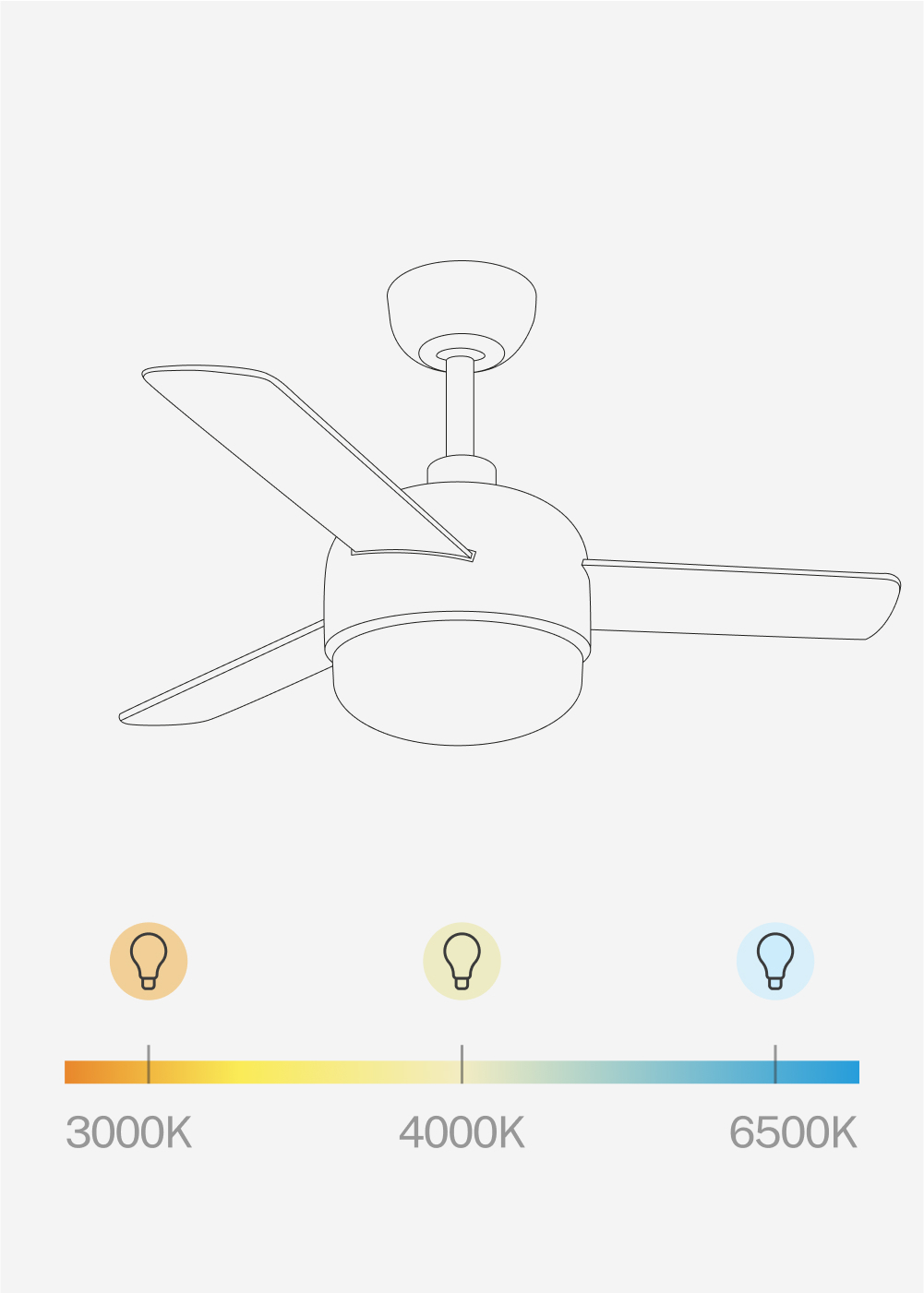 CREATE - WIND BALL - Ventilatore da soffitto 40W silenzioso Ø112 cm con luce LED da 15W
