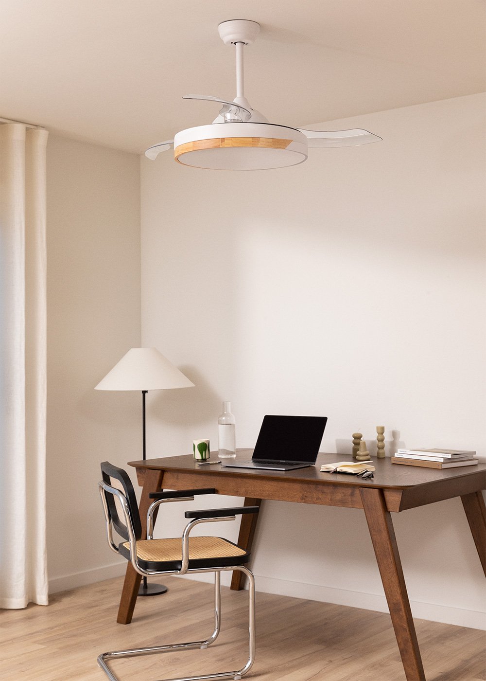 CREATE - WIND CLEAR - Ventilatore da soffitto 40W silenzioso Ø108cm lame retrattili con luce LED da 36W