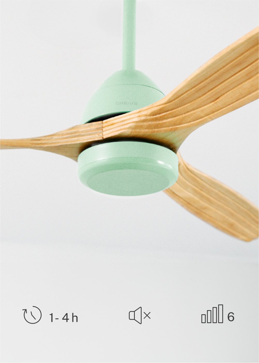 CREATE - WIND CUP - Ventilatore da soffitto 40W silenzioso Ø132 cm 100% legno