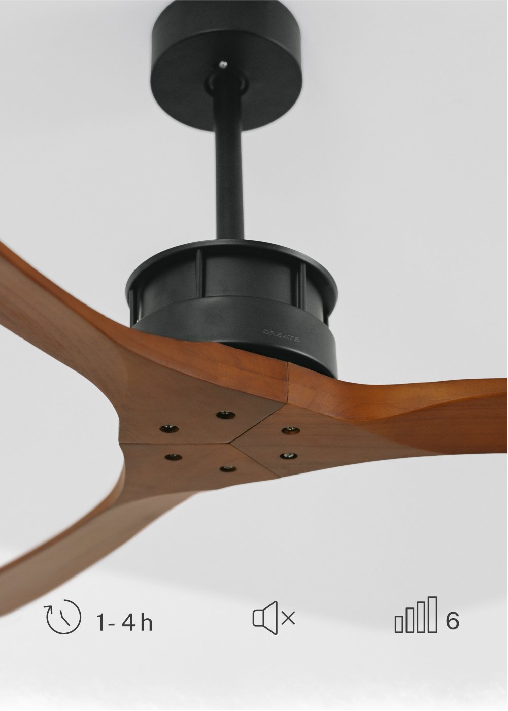 CREATE - WIND LARGE - Ventilatore da soffitto 40W silenzioso XL Ø152 cm 100% legno