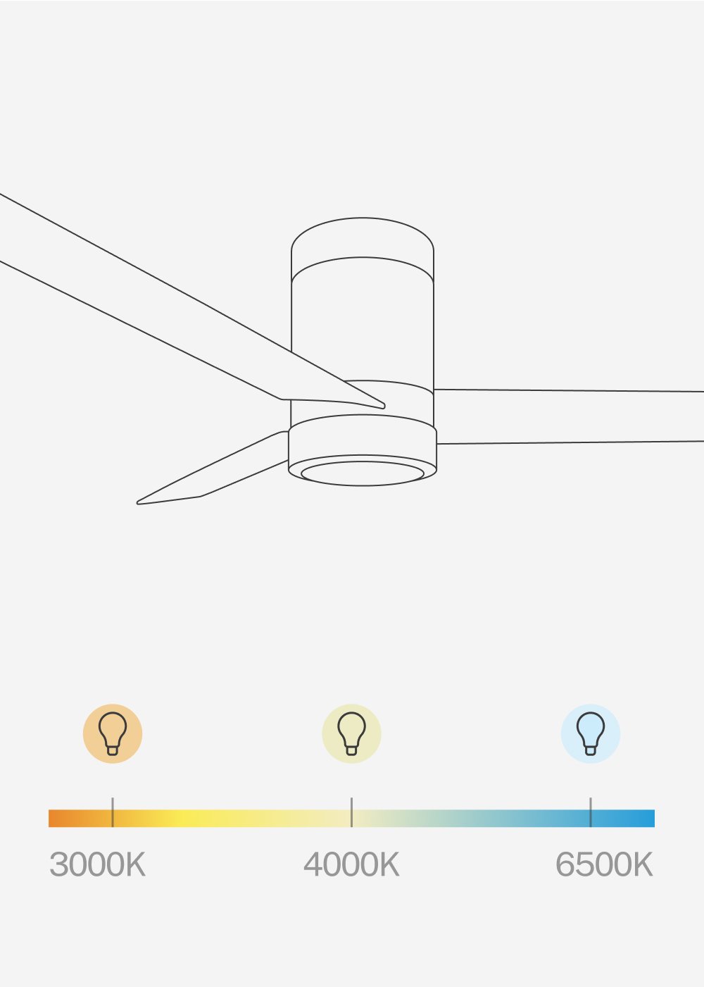 CREATE - WIND MINIMAL - Ventilatore da soffitto 40W silenzioso Ø132 cm con luce LED da 15W