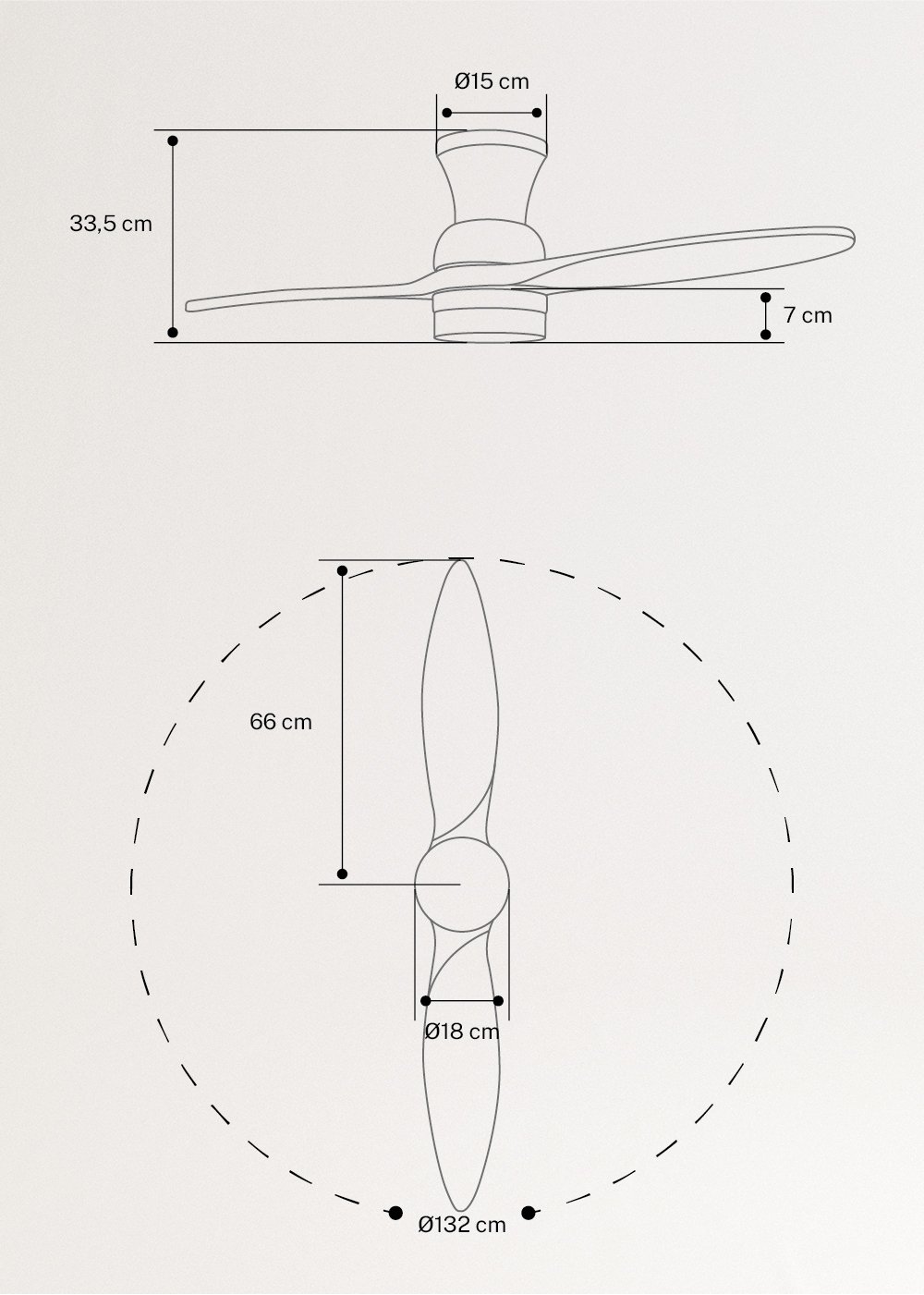 CREATE - WIND PROP - Ventilatore da soffitto 40W silenzioso Ø132 cm 100% legno