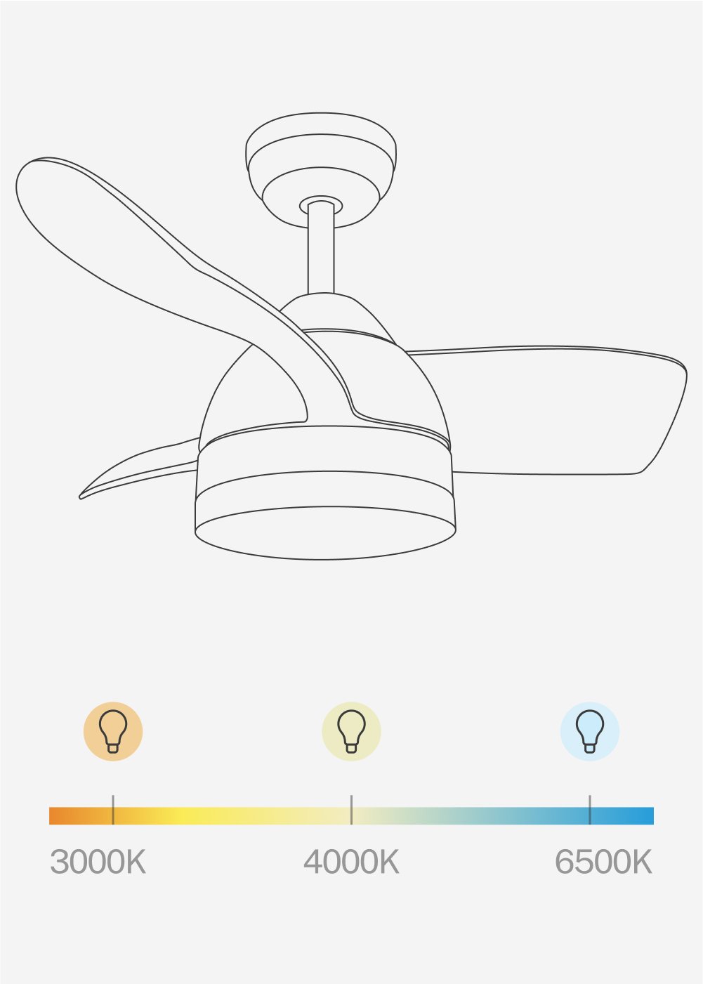 CREATE - WIND ROUND - Ventilatore da soffitto 40W silenzioso Ø76 cm con luce LED da 15W