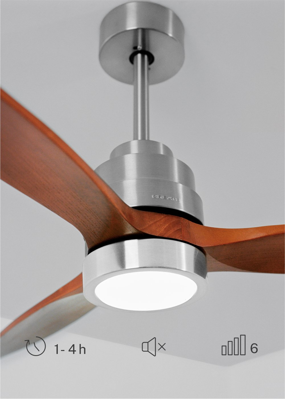 CREATE - WIND STYLANCE - Ventilatore da soffitto 40W silenzioso Ø132 cm 100% legno