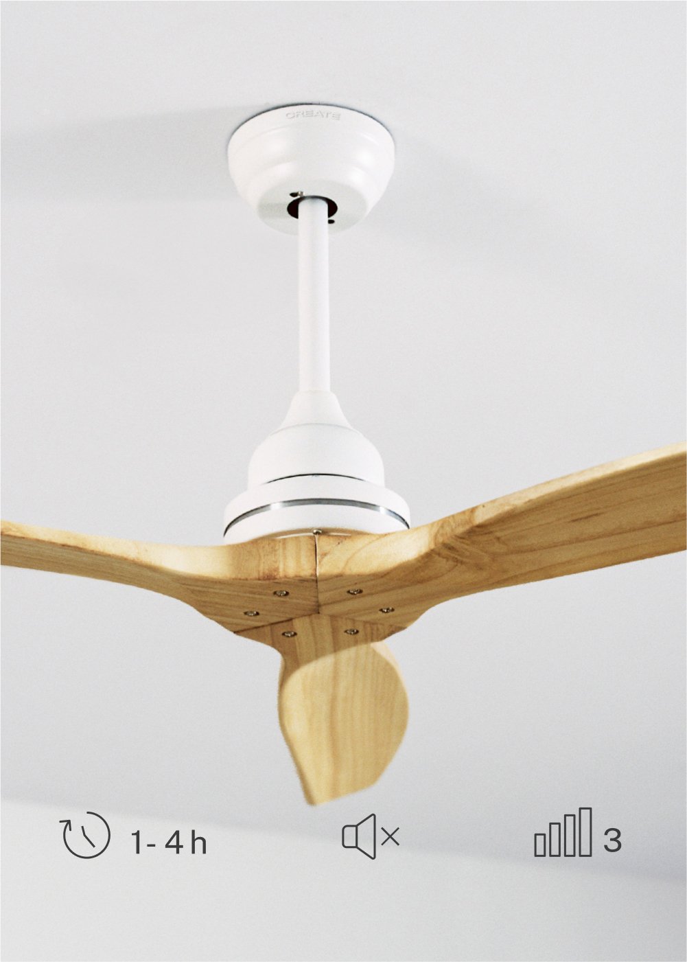 CREATE - WIND WOOD - Ventilatore da soffitto 75W silenzioso Ø132 cm 100% legno