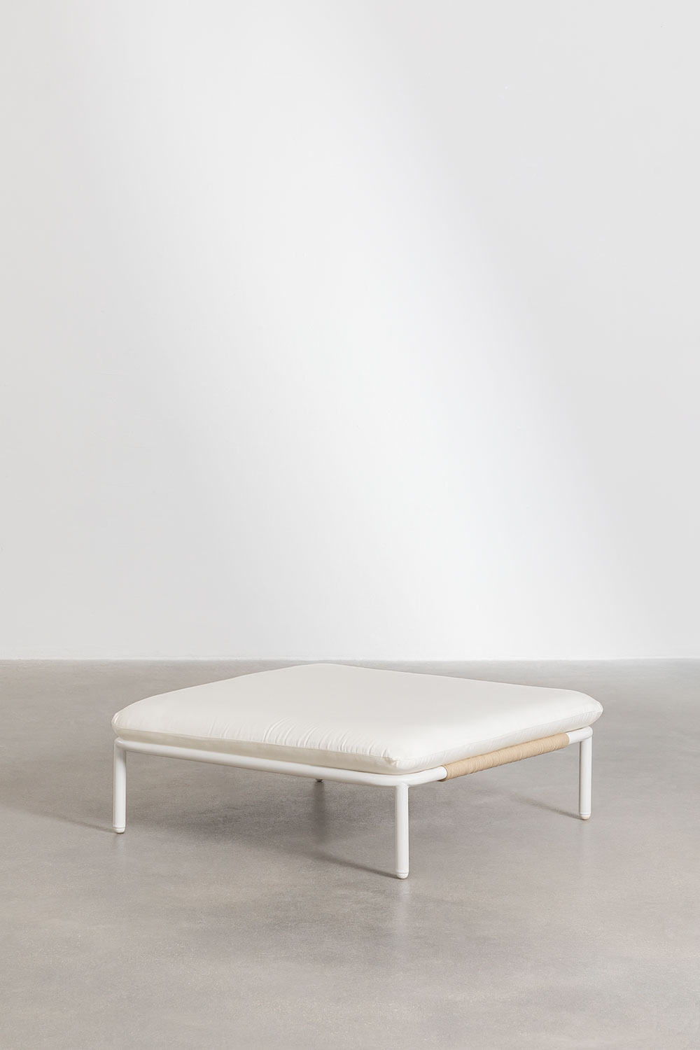 Divano angolare da giardino componibile in 5 pezzi con pouf, poltrona e tavolino Roubly