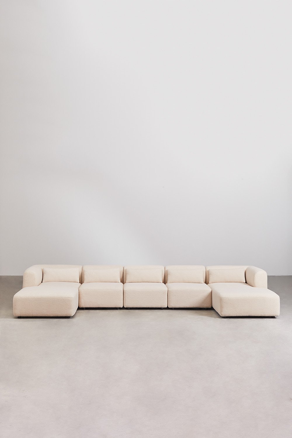 Divano Chaise Longue modulare in 5 pezzi Fogler con doppia chaise longue