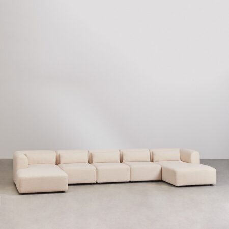 Divano Chaise Longue modulare in 5 pezzi Fogler con doppia chaise longue