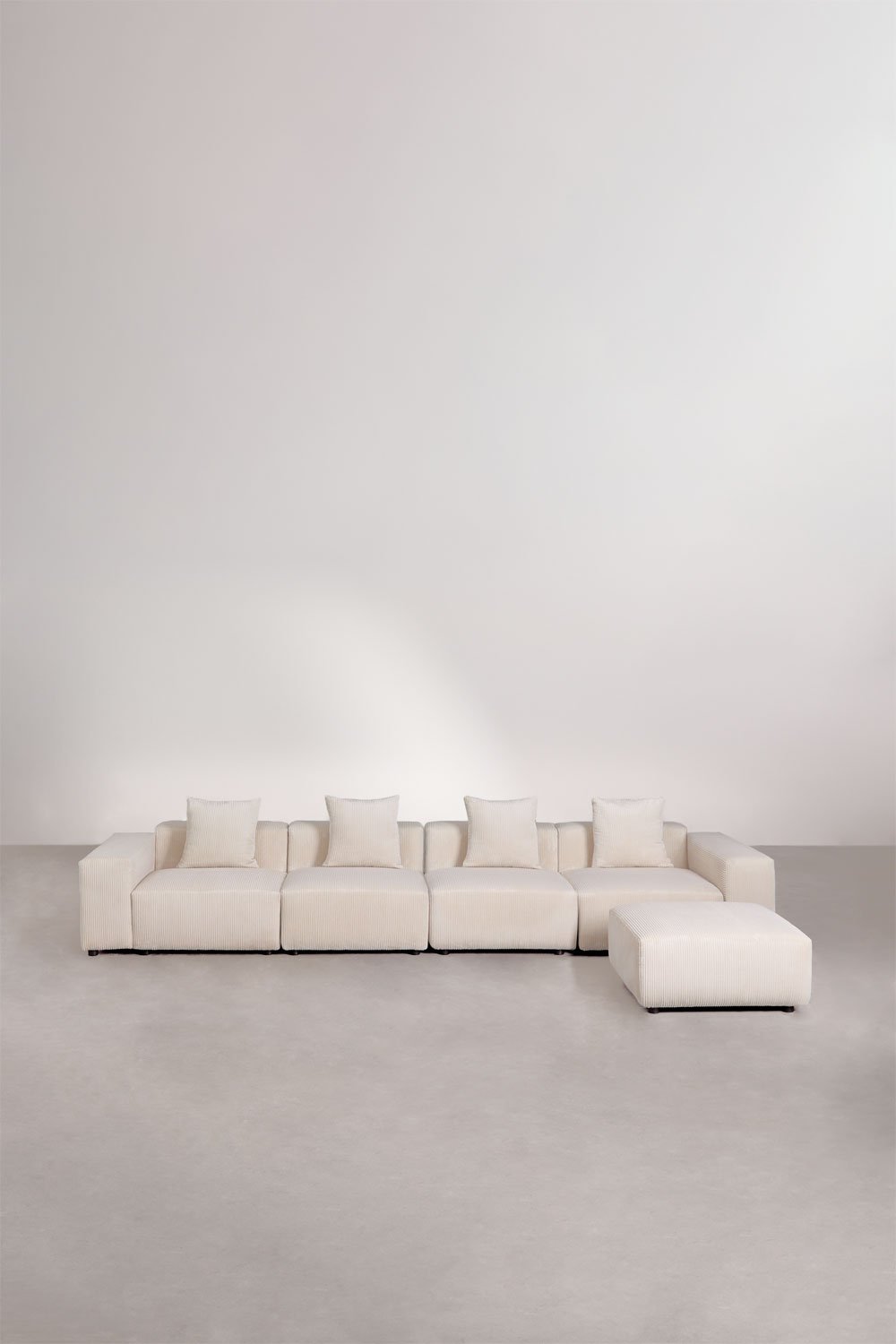 Divano componibile 4 pezzi con braccioli bassi e pouf (â†”ï¸Ž400 cm) Bruna