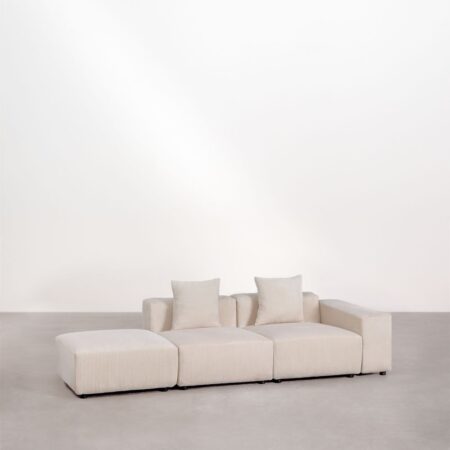 Divano componibile angolare destro in 2 pezzi con bracciolo basso e pouf (â†”ï¸Ž285 cm) Bruna