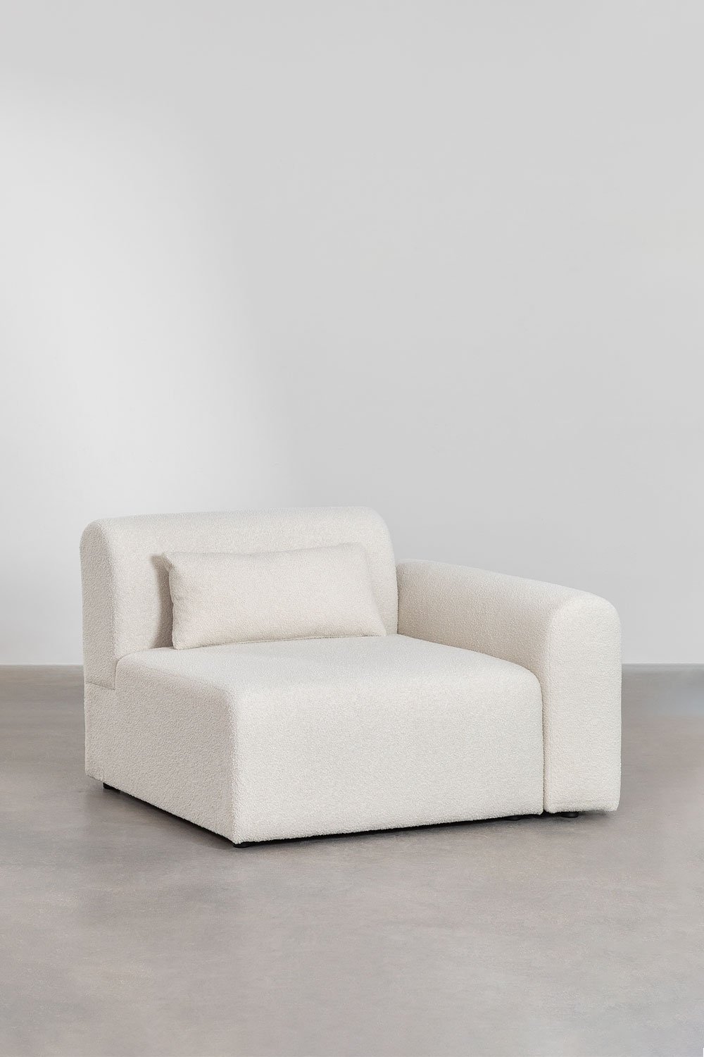 Divano componibile angolare destro in 3 pezzi con pouf triangolare in shearling Borjan