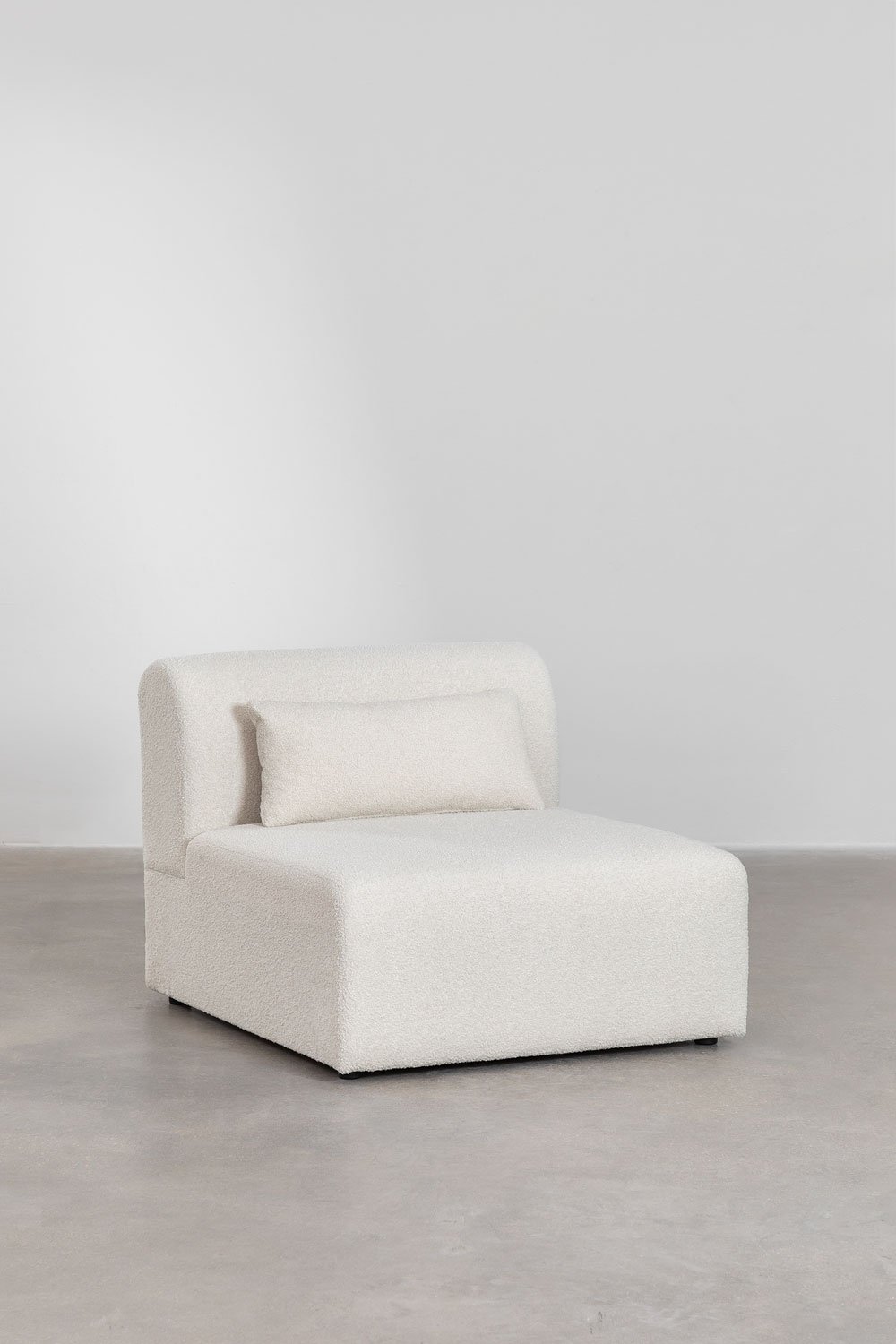 Divano componibile angolare destro in 3 pezzi con pouf triangolare in shearling Borjan