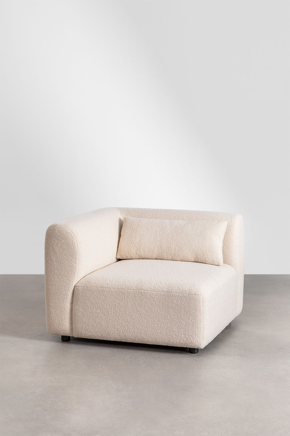 Divano componibile angolare in 4 pezzi con chaise longue destra e pouf Fogler