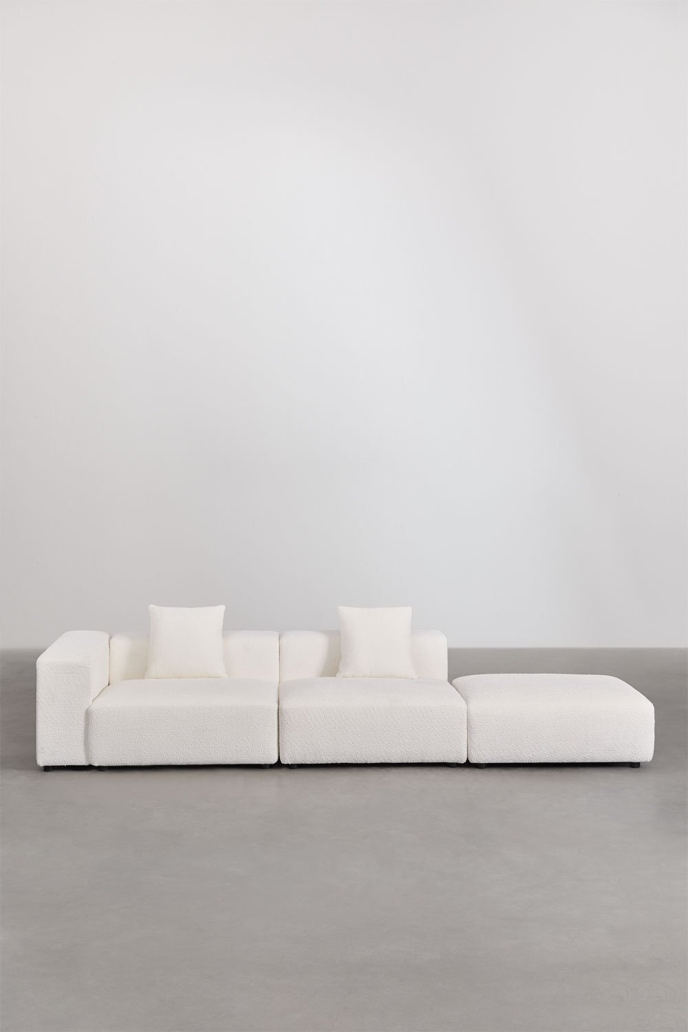 Divano modulare angolare sinistro a 2 pezzi con bracciolo alto e pouf (â†”ï¸Ž345 cm) Bruna