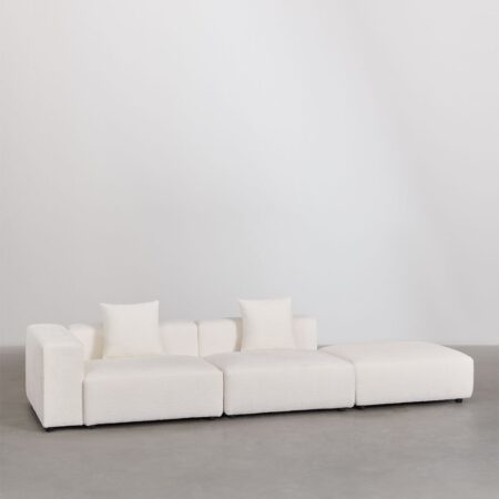 Divano modulare angolare sinistro a 2 pezzi con bracciolo alto e pouf (â†”ï¸Ž345 cm) Bruna
