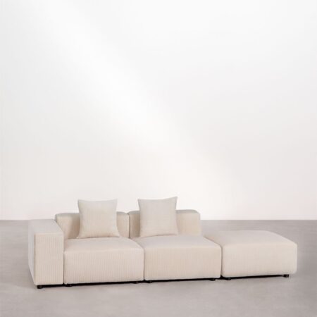 Divano componibile angolare sinistro in 2 pezzi con bracciolo basso e pouf (â†”ï¸Ž285 cm) Bruna