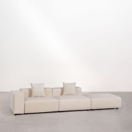 Divano componibile angolare sinistro in 2 pezzi con braccioli bassi e pouf (â†”ï¸Ž345 cm) Bruna