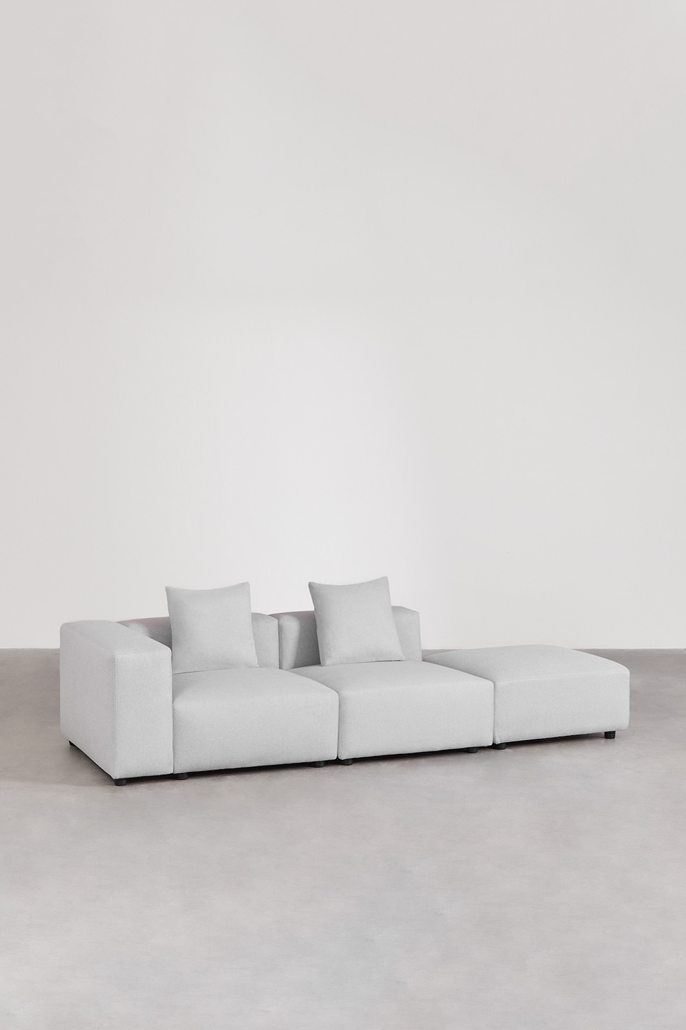 Divano modulare angolare sinistro a 2 pezzi con bracciolo alto e pouf (â†”ï¸Ž285 cm) Bruna