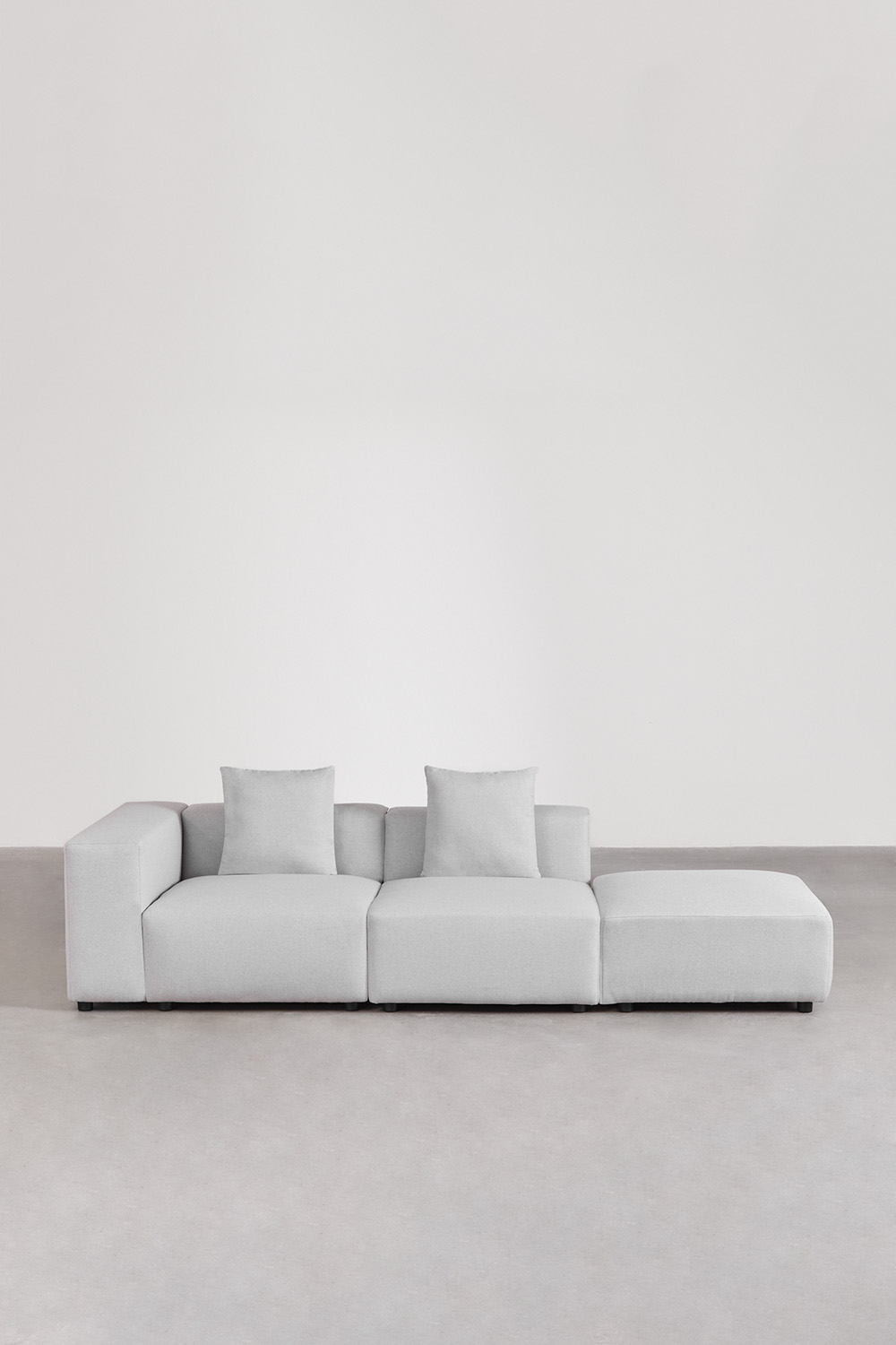 Divano modulare angolare sinistro a 2 pezzi con bracciolo alto e pouf (â†”ï¸Ž285 cm) Bruna