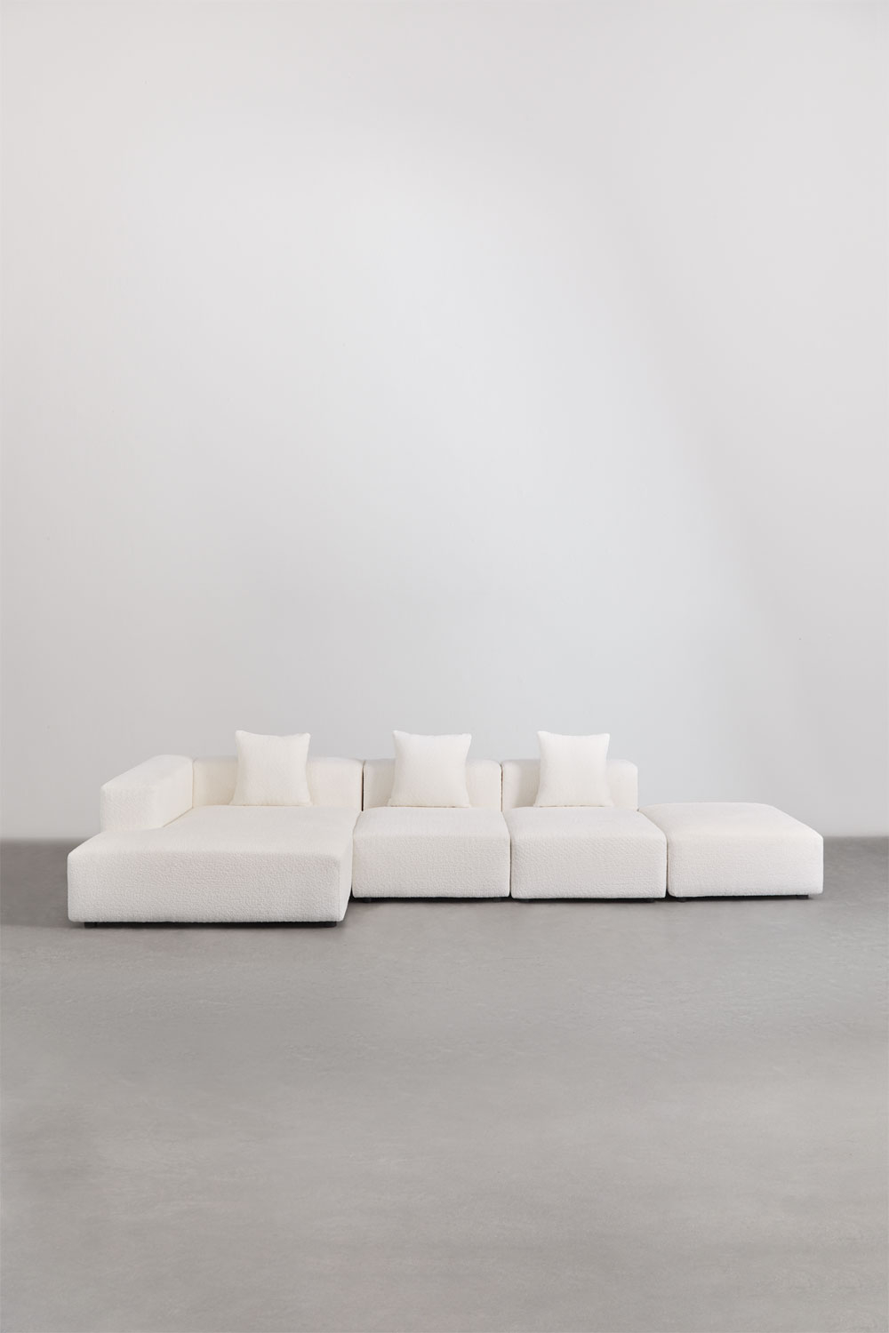 Divano modulare con chaise longue angolare sinistra a 3 pezzi con pouf (â†”ï¸Ž390 cm) Bruna