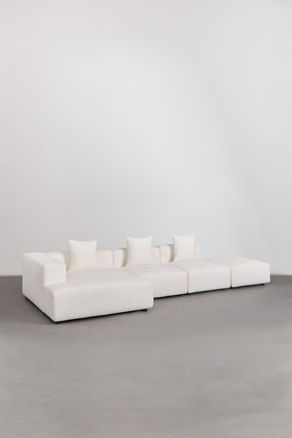 Divano modulare con chaise longue angolare sinistra a 3 pezzi con pouf (â†”ï¸Ž390 cm) Bruna
