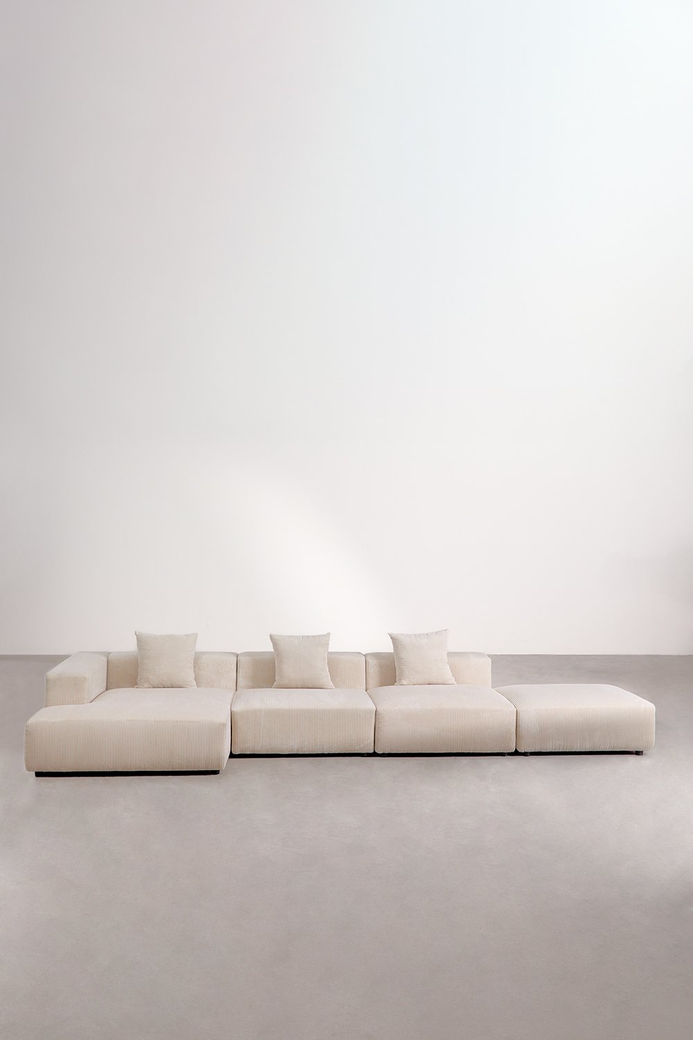 Divano componibile chaise longue angolare 3 pezzi sinistro con puff (â†”ï¸Ž450 cm) Bruna