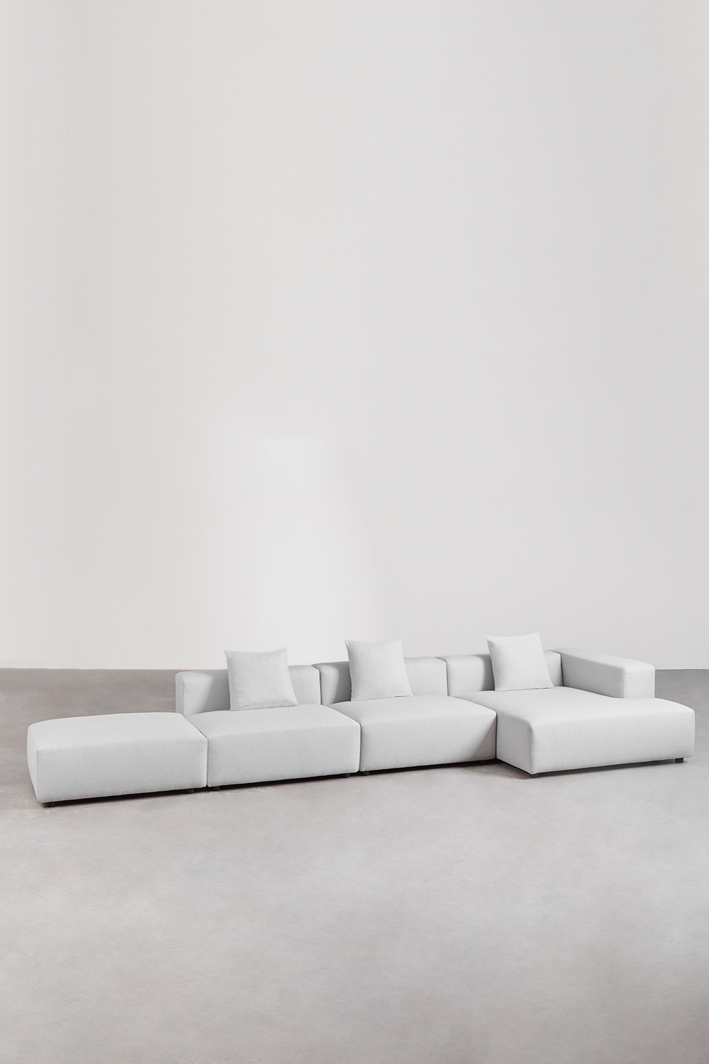 Divano componibile chaise longue angolare destro 3 pezzi con puff (â†”ï¸Ž450 cm) Bruna