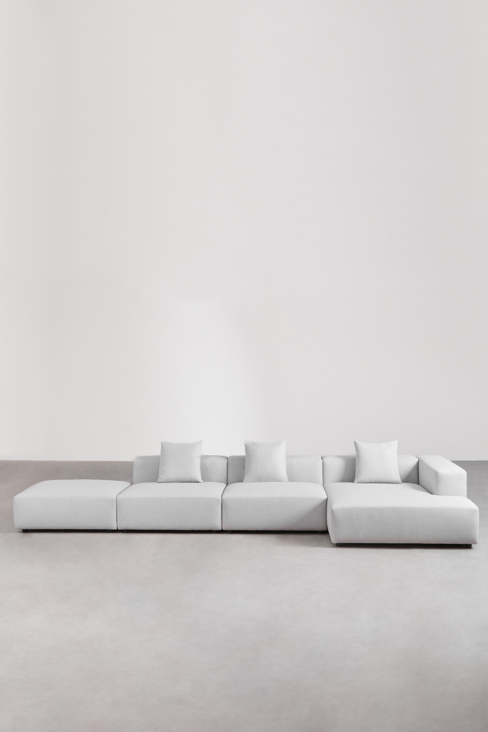 Divano componibile chaise longue angolare destro 3 pezzi con puff (â†”ï¸Ž450 cm) Bruna