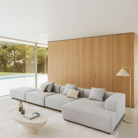 Divano componibile chaise longue angolare destro 3 pezzi con puff (â†”ï¸Ž450 cm) Bruna