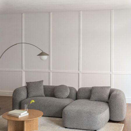 Divano modulare destro con chaise longue in 2 pezzi in ciniglia Coco