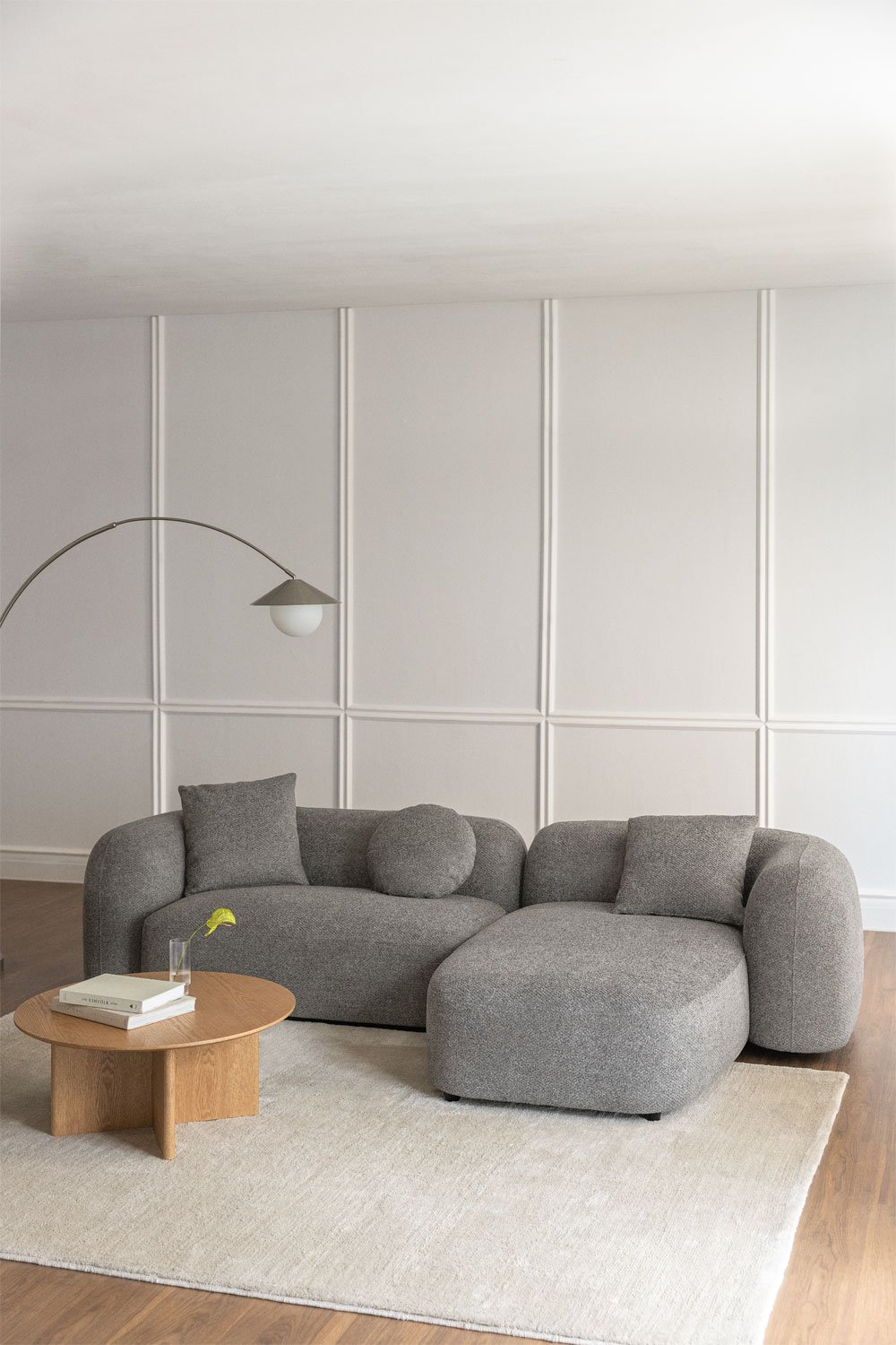 Divano modulare destro con chaise longue in 2 pezzi in ciniglia Coco