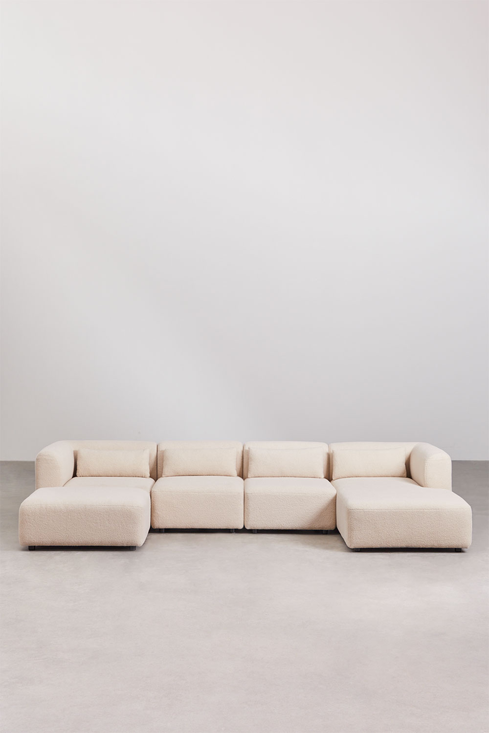 Divano componibile chaise longue destra 4 pezzi con pouf Fogler