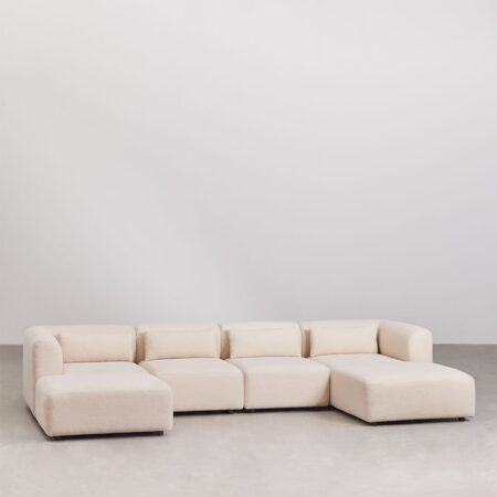 Divano componibile chaise longue destra 4 pezzi con pouf Fogler