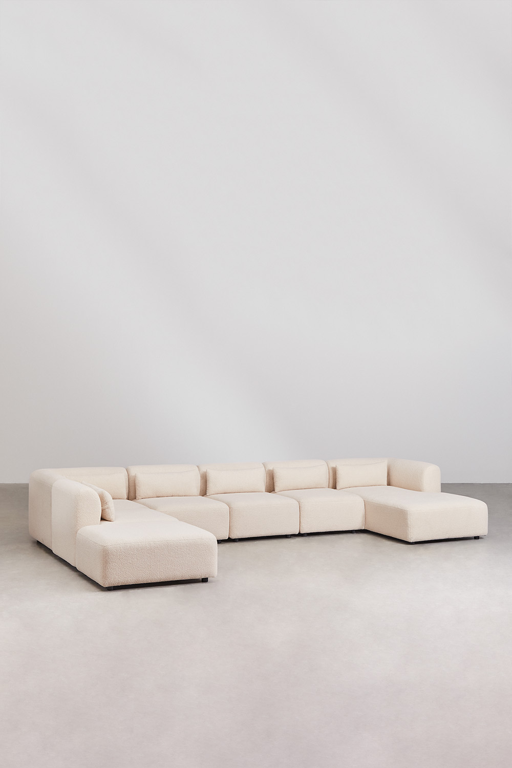 Divano componibile chaise longue destra 6 pezzi con pouf Fogler
