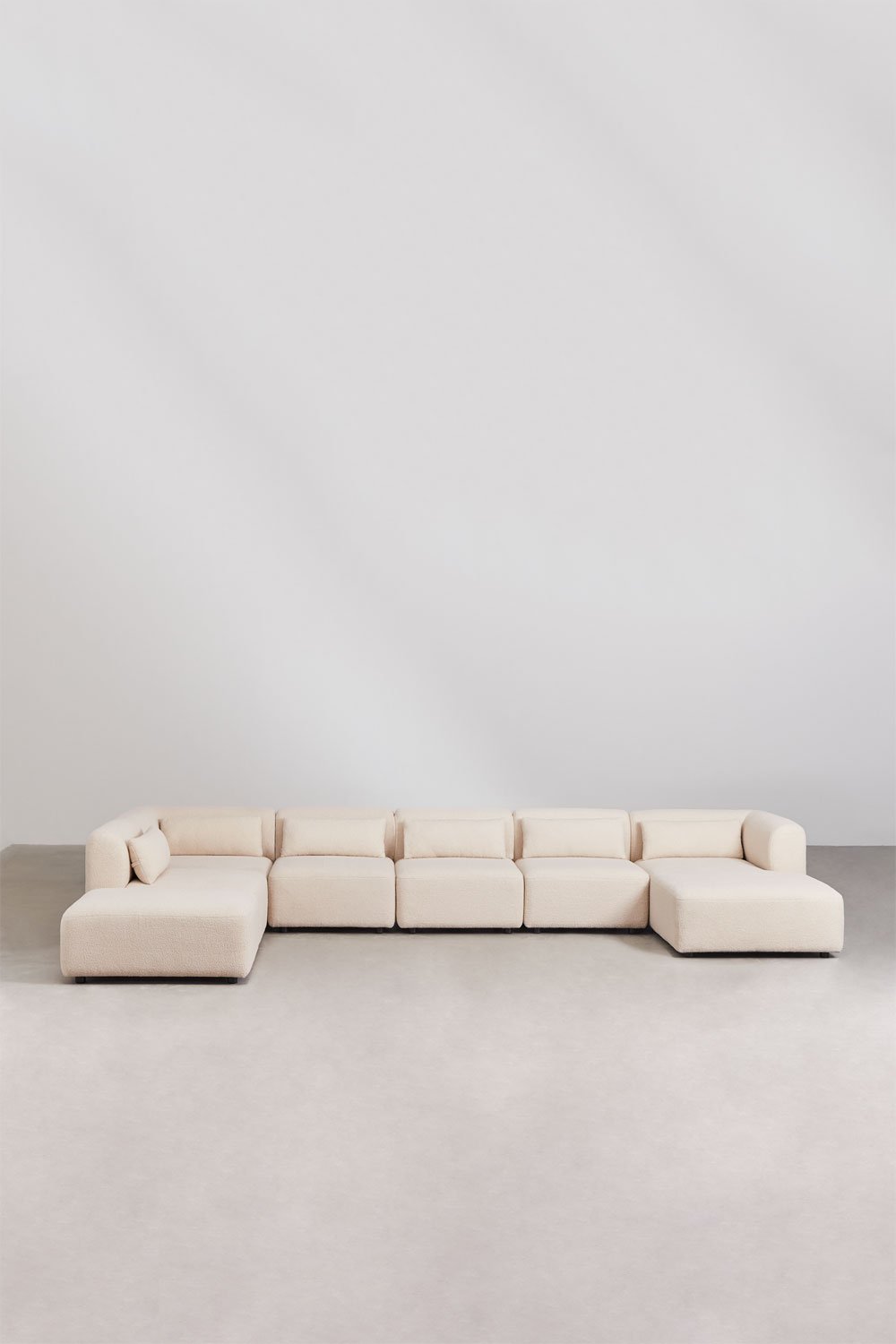 Divano componibile chaise longue destra 6 pezzi con pouf Fogler