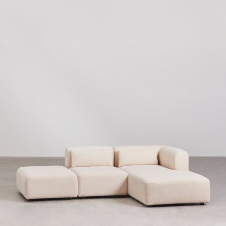 Divano componibile chaise longue destra in 2 pezzi con pouf Fogler