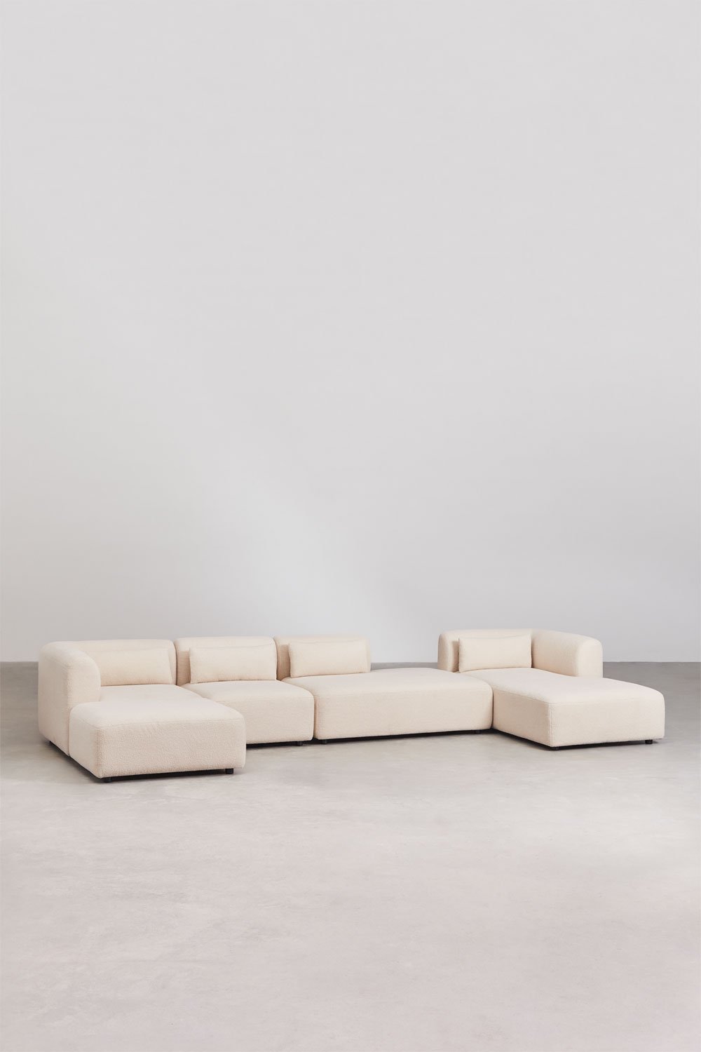 Divano componibile chaise longue destra in 4 pezzi con daybed e pouf Fogler