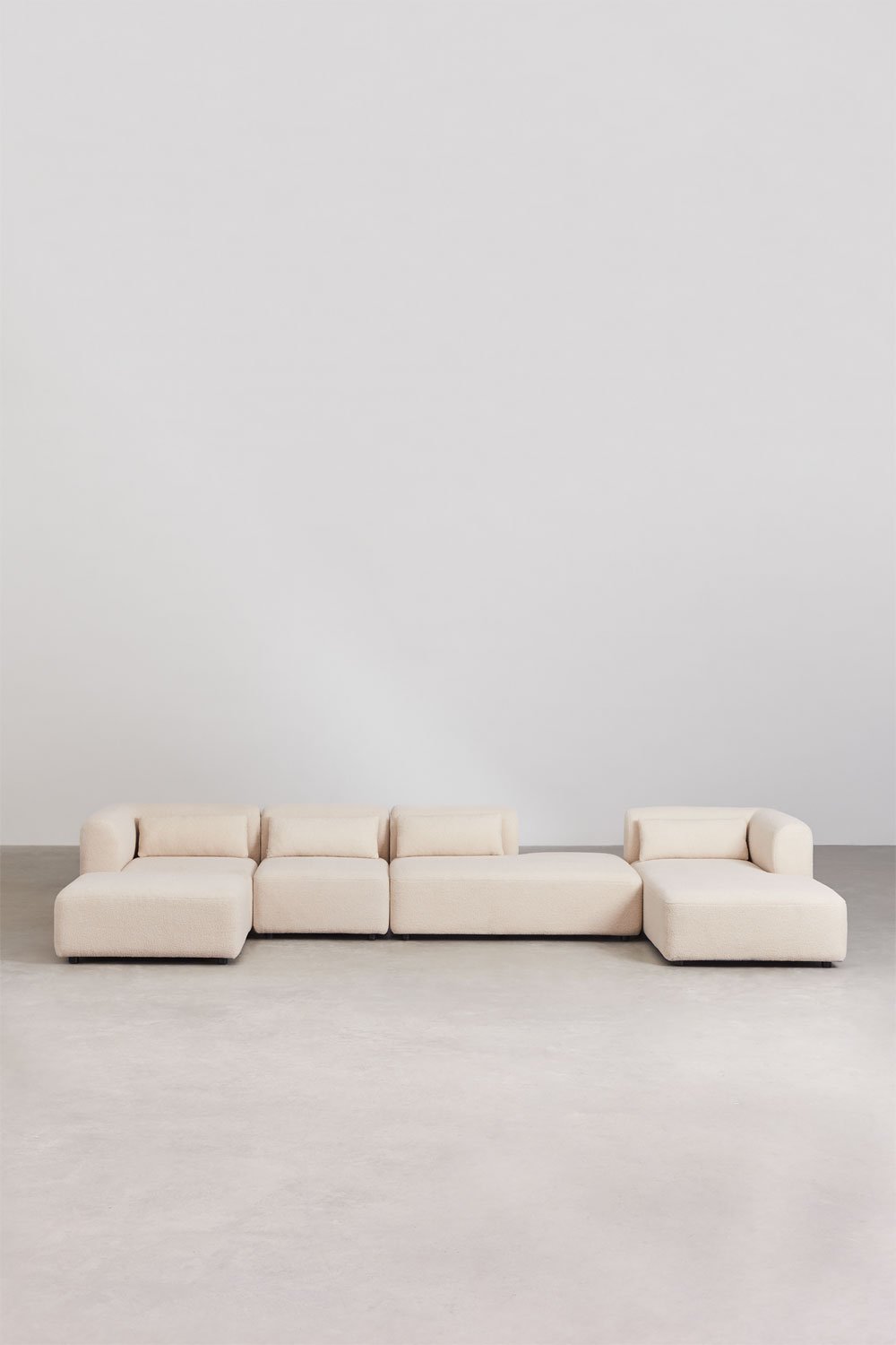 Divano componibile chaise longue destra in 4 pezzi con daybed e pouf Fogler
