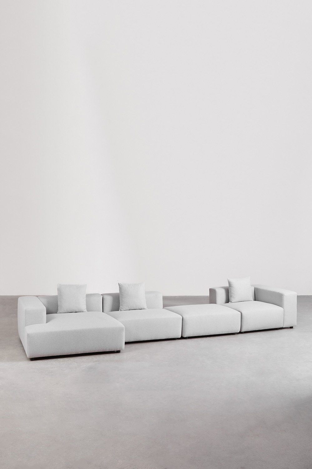 Divano modulare con chaise longue sinistra a 3 pezzi con bracciolo alto e pouf (â†”ï¸Ž480 cm) Bruna